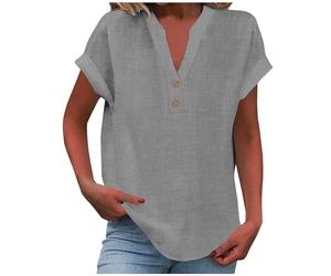 Meine Monatsabrechnung Einsehen Crop Top Damen Guenstig Shirt Sommer Damen Leicht Kurzarm V-Ausschnitt Knopf Lässige T-Shirts Bluse Lose Tunika Tops Pullover Oberteile Angebote Tages Blitzangebote