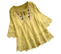 Meine Rechnung Einsehen Spitzen Bluse Damen Elegant Leinenbluse Sommer Lose Baumwolle Leinen 3/4 Ärmel Shirt V-Ausschnitt Vintage Blusenshirt Musselin Shirts Mein Konto Anzeigen Deutsch