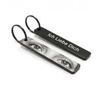 Meinearmbänder Personalisierter Foto Schlüsselanhänger mit Gravur - Individueller Metall Anhänger mit Wunschfoto & Text - Geschenk für Freundin, Freund, Partner - 50 x 10 x 2 mm