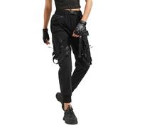 MEINVQIAOTI Funktionelle Techwear Punk Dark Goth Hose, Jogger, taktische 7 Taschen, hohe Taille, schwarze Cargohose für Damen, Schwarz, XX-Large