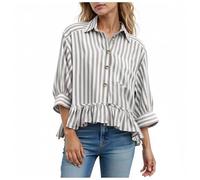 meiodtion Bluse Damen Streifen Musselin Bluse Damen Elegant Kurzarm Damenmode Tunika Damenblusen Italienische Blusen Sommer Strandbluse Lässige Oversize Shirt für Leggings