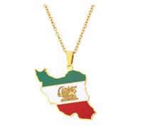meiodtion Iran Kette, Iran-Karten-Halskette Für Unisex-Schmuck, Iranischer Karten-Anhänger Mit Flagge, Party-Kleid-Accessoires Im Ethnischen Stil, Patriotisches Symbol-Halsketten-Geschenk