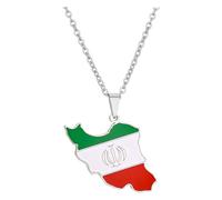 meiodtion Iran Kette, Iran-Karten-Halskette Für Unisex-Schmuck, Iranischer Karten-Anhänger Mit Flagge, Party-Kleid-Accessoires Im Ethnischen Stil, Patriotisches Symbol-Halsketten-Geschenk