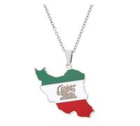 meiodtion Iran Kette, Iran-Karten-Halskette Für Unisex-Schmuck, Iranischer Karten-Anhänger Mit Flagge, Party-Kleid-Accessoires Im Ethnischen Stil, Patriotisches Symbol-Halsketten-Geschenk