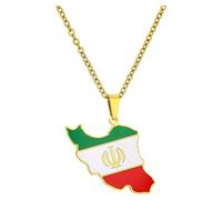 meiodtion Iran Kette, Iran-Karten-Halskette Für Unisex-Schmuck, Iranischer Karten-Anhänger Mit Flagge, Party-Kleid-Accessoires Im Ethnischen Stil, Patriotisches Symbol-Halsketten-Geschenk