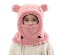 meiodtion Schlupfmütze Kinder Warme Wintermütze Mädchen Jungen, Niedlich Schalmütze mit Zwei Ohren, Weiche Bequeme Plüsch Sturmhaube, 3 in 1 Fleece Gesichtsmaske Schal Mütze Kinder für 3-10 Jahre