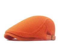 meioro Herren Mesh Schirmmütze, Atmungsaktive Sommer Newsboy Gatsby Barett Cap für Männer und Frauen, Unisex Flache Kappe Driving Schiebermütze Sportmütze Sonnenhut Flat Cap Größe 55cm-60cm (Orange)