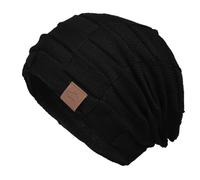 meioro Mütze Damen Slouch, Fleece Weich Wintermütze Beanie, Herren Warme Thermo Cap, Atmungsaktiv Elastisch Slouch Beanie, Winter Gefüttert Strickmütze, Geschenke(schwarz)