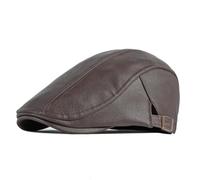 meioro Schiebermütze Barret Hut, Leder Flat Cap Herren Klassische Golf Newsboy Cap Gatsby Ivy Irish Caps, Baskenmütze Herren Winter Hüte Beret Hut Vintage Kleid Hüte für Männer und Frauen (Kaffee)