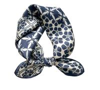 MEISEE Maulbeerseide Schals für Damen, klein, quadratisch, 53,3 x 53,3 cm, atmungsaktiv, leicht, Halstuch, Kopftuch, Blaue und weiße Muster, 21in