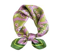 MEISEE Pure Mulberry Silk Scarfs Women Small Square Scarf 21" x 21" Breathable Lightweight Neckerchief Printed Headscarf (Pink flowers)