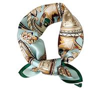 MEISEE Schal aus 100% Maulbeerseide, klein, quadratisch, 53,3 x 53,3 cm, atmungsaktiv, leicht, für Damen, in Geschenkverpackung, Blaue klassische Grafik, Small