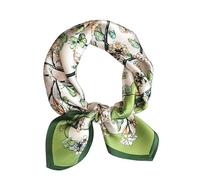 MEISEE Schal aus 100 % Maulbeerseide, klein, quadratisch, 53,3 x 53,3 cm, atmungsaktiv, leicht, für Damen, in Geschenkverpackung, Grüne Schmetterlinge, Small