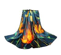 MEISEE Schal aus 100 % reiner Maulbeerseide, 109,2 x 109,2 cm, groß, quadratisch, leicht, Kopftuch, für Damen, mit Geschenkverpackung, Dunkelblau, Gelb, Grün, 109 cm