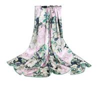 MEISEE Schal aus 100% reiner Maulbeerseide, 109,2 x 109,2 cm, groß, quadratisch, leicht, Kopftuch, für Damen, mit Geschenkverpackung, Hellgrün und Rosa, 109 cm