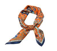 MEISEE Schal aus 100 % reiner Maulbeerseide, quadratisch, 68,6 x 68,6 cm, Kopftuch, Kopftuch für Damen, in Geschenkverpackung, Orange-1, 27In