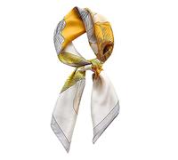 MEISEE Schal aus 100% reiner Maulbeerseide, quadratisch, 68,6 x 68,6 cm, Kopftuch, Kopftuch für Damen, in Geschenkverpackung, Gelb, Blumen, 27in