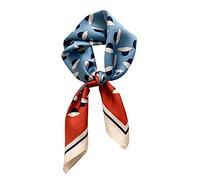 MEISEE Schal aus 100% reiner Maulbeerseide, quadratisch, 68,6 x 68,6 cm, Kopftuch, Kopftuch für Damen, in Geschenkverpackung, Blau+Orange, 27in