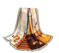 MEISEE Schal aus 100% Seide, 109,2 x 109,2 cm, groß, quadratisch, leicht, Kopftuch, Halstuch, Haarwickel, Schals mit Geschenkverpackung, Orange kariertes Pferd, 109 cm