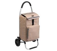 Meister Einkaufstrolley Beige, 54 + 5 L - Klappbarer Einkaufsroller mit großen Reifen & Kühlfach - Abnehmbare, regenfeste Tasche - Mit Aufhängung für Einkaufswagen