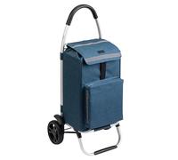 Meister Einkaufstrolley Blau, 54 + 5 L - Klappbarer Einkaufsroller mit großen Reifen & Kühlfach - Abnehmbare, regenfeste Tasche - Mit Aufhängung für Einkaufswagen