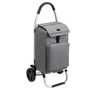 Meister Einkaufstrolley Grau, 54 + 5 L - Klappbarer Einkaufsroller mit großen Reifen & Kühlfach - Abnehmbare, regenfeste Tasche - Mit Aufhängung für Einkaufswagen