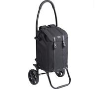 Meister Einkaufstrolley & -rucksack 45 L - Klappbar mit abnehmbarem Rucksack & Gestell als Sackkarre - Regenfeste Tasche - Mit Aufhängung für Einkaufswagen - schwarz