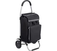 Meister Einkaufstrolley Schwarz, 54 + 5 L - Klappbarer Einkaufsroller mit großen Reifen & Kühlfach - Abnehmbare, regenfeste Tasche - Mit Aufhängung für Einkaufswagen