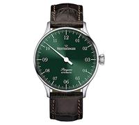 MeisterSinger Herren Uhr PM909 Einzeiger Automatikuhr Zeitloses Design, Edelstahl, Silber, Braun, 40 mm, 5 atm, Schnalle