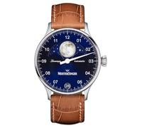 MeisterSinger Pangaea lunascope braunes Armband blaues Zifferblatt LS908