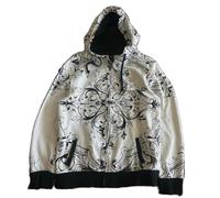 Meiweileya Damen Y2k Grunge Totenkopf Grafik Reißverschluss Kapuzenpullover Emo Goth Skelett Jacke Langarm, mattschwarz, XL
