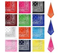 MEIYAXINWIN 12 Stück Bandanas Damen, 55x55cm Kopftuch Herren Quadratisches Bandana Herren aus Polyester 12 Farben Paisley Bandana Halstuch, für Erwachsene und Kinder