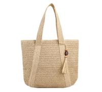 MEIZHITU Damen Strandtasche Stroh Korbtasche Gewebt Sommer Strandtasche Geldbörse Color:C