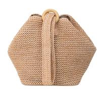 MEIZHITU Korbtaschen Damen Gehäkelte Clutch Handtasche Strohwebung Crossbody Umhängetaschen Handgelenk Abend Geldbörse Tasche Sommer Strandtasche Partytaschen Sommer Strand Geldbörse(Color:A)