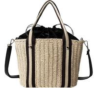 MEIZHITU Korbtaschen Damen Stroh Gewebte Handtaschen Große Kapazität Umhängetasche Für Frauen Sommer Umhängetaschen Lady Travel Beach Tote Bag Sommer Strand Geldbörse