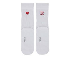 MELA 2er-Pack Bio-Socken 'Herz folgen', weiß, Gr. 39/42