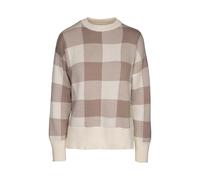 MELA Bio-Damen-Jacquard-Strickpullover 'FAIZA' mit Seitenschlitzen, mushroom/cream, Gr. S