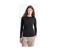 MELA Bio-Damen-Langarmshirt 'DHIVYA' mit Feinripp-Rundhalsausschnitt, schwarz, Gr. M