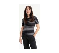 MELA Bio-Damen-Ripp-T-Shirt 'JASLEEN' mit Rundhalsausschnitt, schwarz/weiß, Gr. M