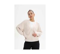 MELA Bio-Damen-Rippstrick-Cardigan 'BHUMA' mit Raglan-Ärmel, creme melange, Gr. S
