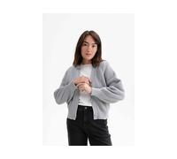 MELA Bio-Damen-Rippstrick-Cardigan 'BHUMA' mit Raglan-Ärmel, grau melange, Gr. S