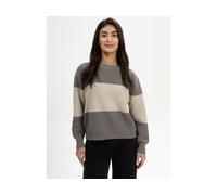 MELA Bio-Damen-Strickpullover 'ADAH' mit Rundhalsausschnitt, bear/kiesel, Gr. L