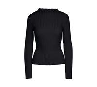 MELA Bio-Damen-Strickpullover "NAMARI" mit kurzem Stehkragen, schwarz, Gr. S