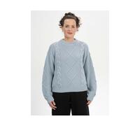 MELA Bio-Damen-Strickpullover 'SAMAIRA' mit Zopfmuster, cloudy blue, Gr. S