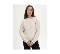 MELA Bio-Damen-Strickpullover 'SAMAIRA' mit Zopfmuster, cream melange, Gr. L