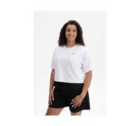 MELA Bio-Damen-T-Shirt 'JOSHNA' mit Bike-Stickerei, weiß, cropped, Gr. M