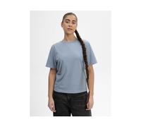 MELA Bio-Damen-T-Shirt 'TANIKA' mit geripptem Rundhalsausschnitt, dusk blue, Gr. S