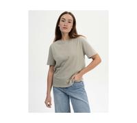 MELA Bio-Damen-T-Shirt 'TANIKA' mit geripptem Rundhalsausschnitt, dusty green, Gr. M