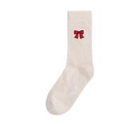 Gerippte Socken Stickerei 1er Pack | von MELA | Fairtrade & GOTS zertifiziert CREAM MELANGE / BOW 43-46
