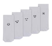 Gerippte Socken Stickerei 5er Pack | von MELA | Fairtrade & GOTS zertifiziert WEISS / SMILEY MOODS 43-46